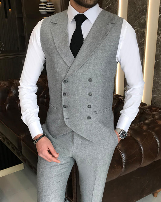 Ash Grey Single Breasted 3 Piece Suit by Italian Vega®