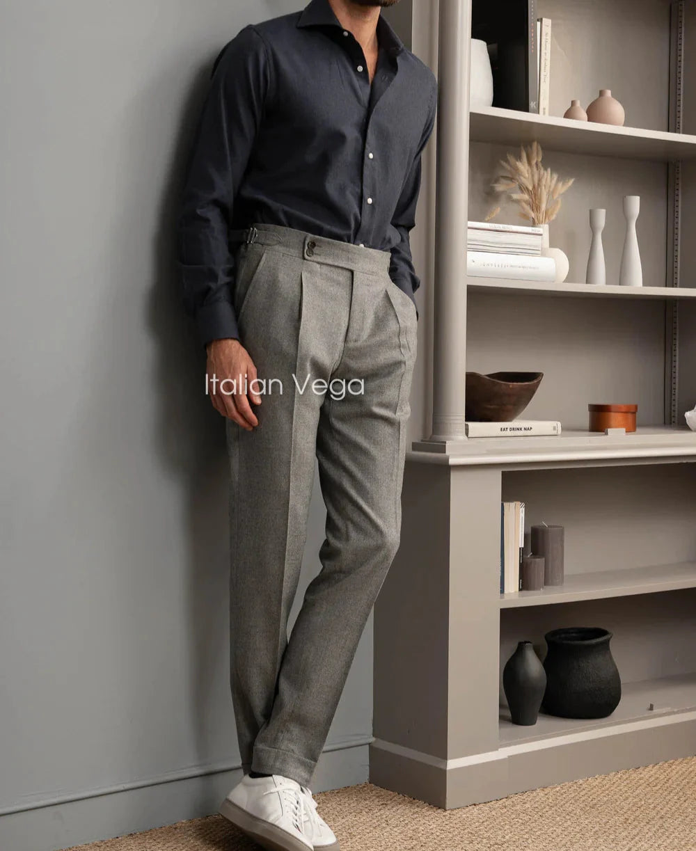 Grey Signature Flannel Gurkha Pants by Italian Vega®