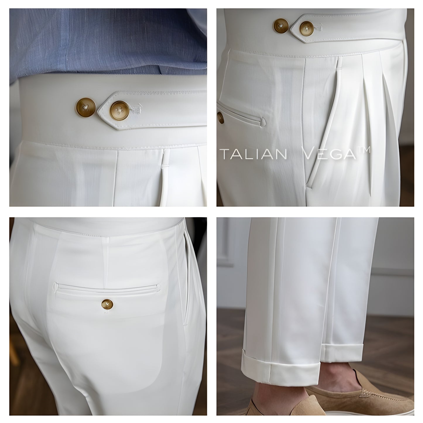 Frost White Classic Buttoned Gurkha Pants by Italian Vega®