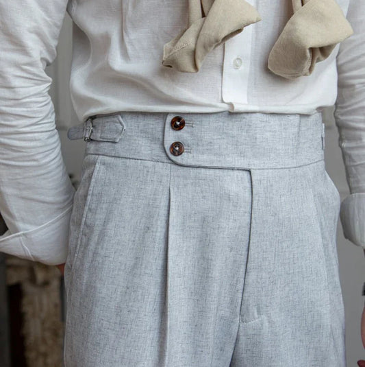 Ash Grey Slub Signature Buttoned Gurkha by ITALIAN VEGA®