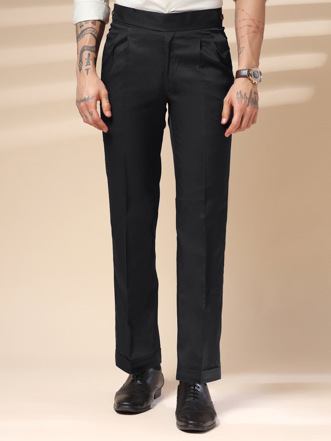 Black Classic Buttoned Gurkha Pants by ITALIAN VEGA®