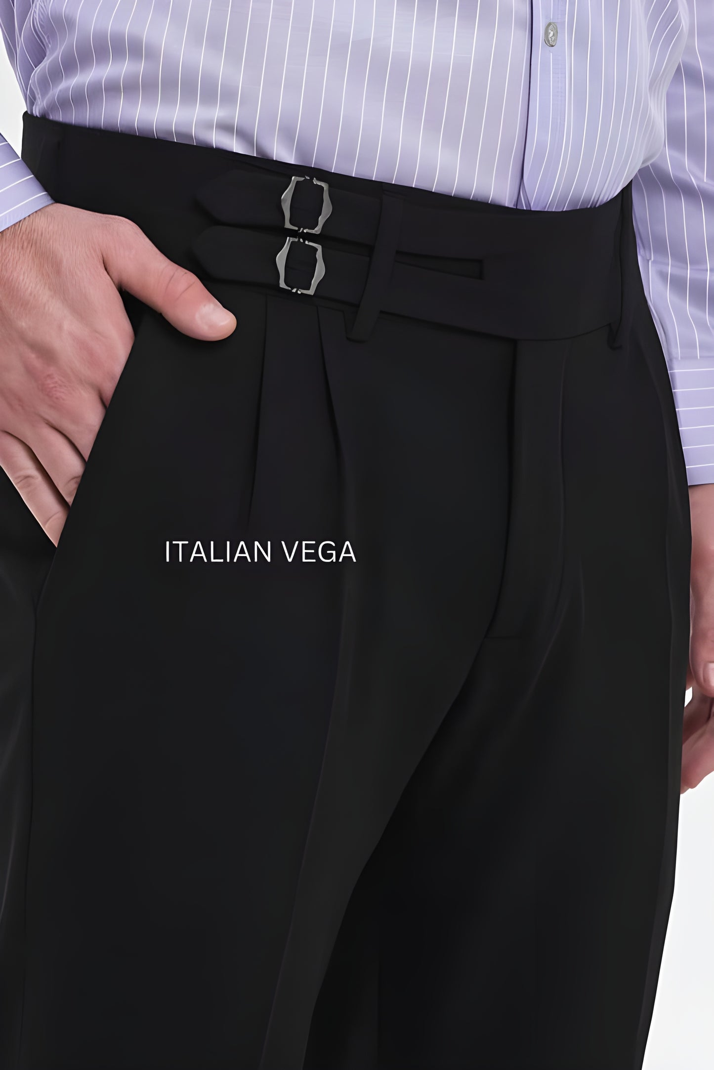 Black Double Buckle Gurkha Pants by Italian Vega
