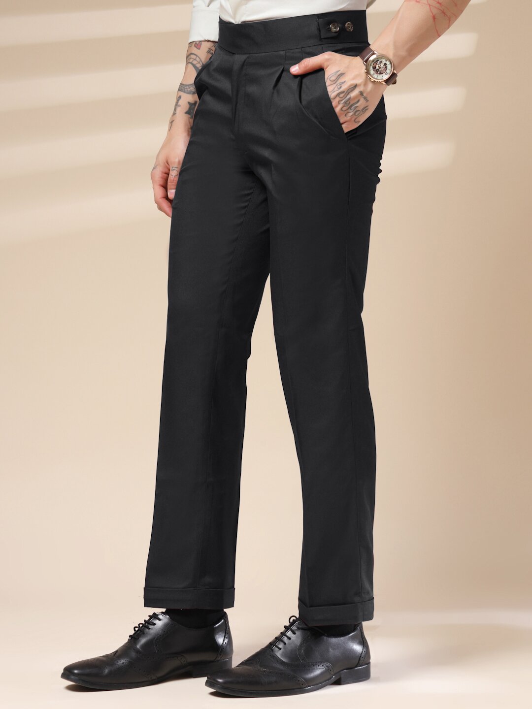 Black Classic Buttoned Gurkha Pants by ITALIAN VEGA®