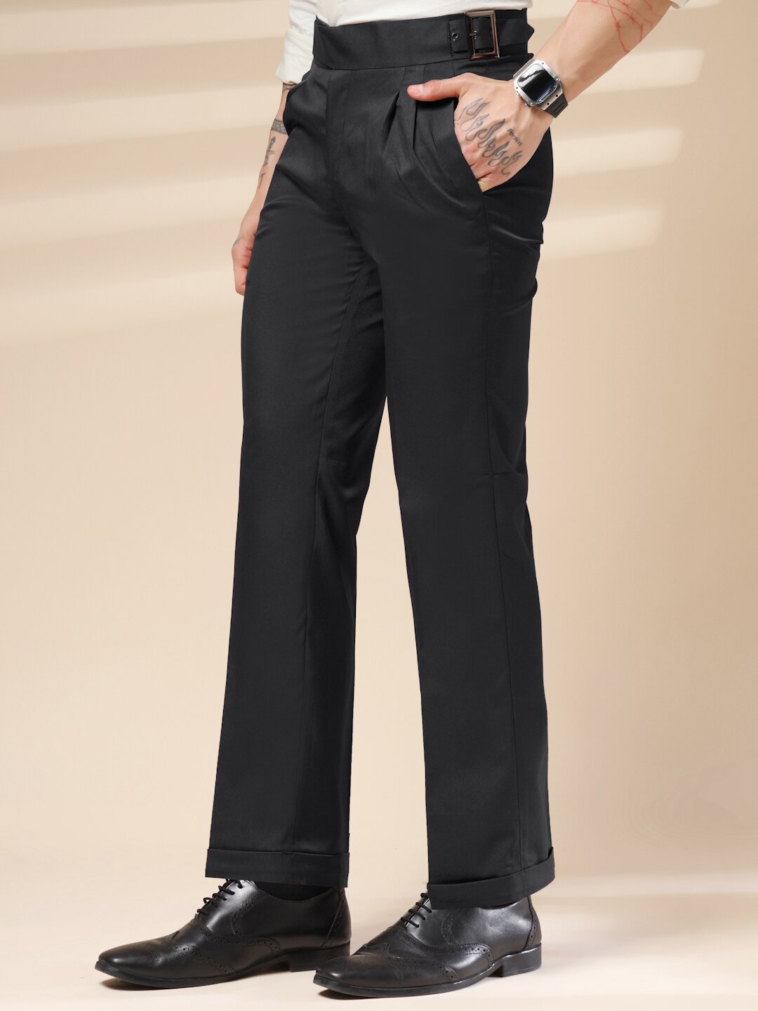 Black Classic Buckle Gurkha Pants by ITALIAN VEGA®