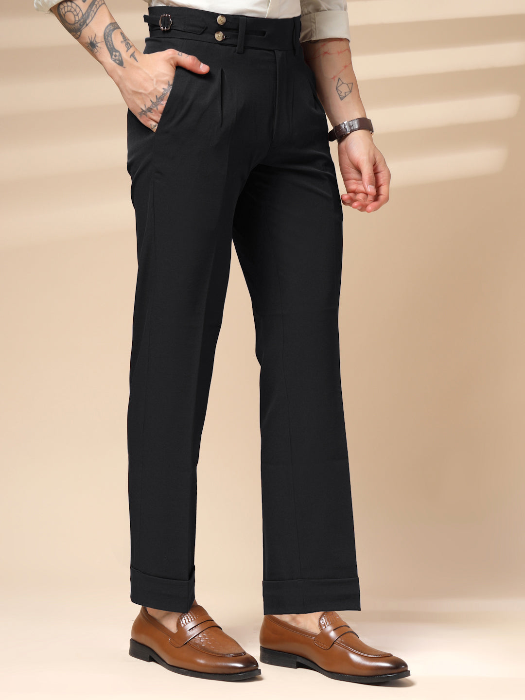 Black Double Buttoned Gurkha Pants by ITALIAN VEGA®