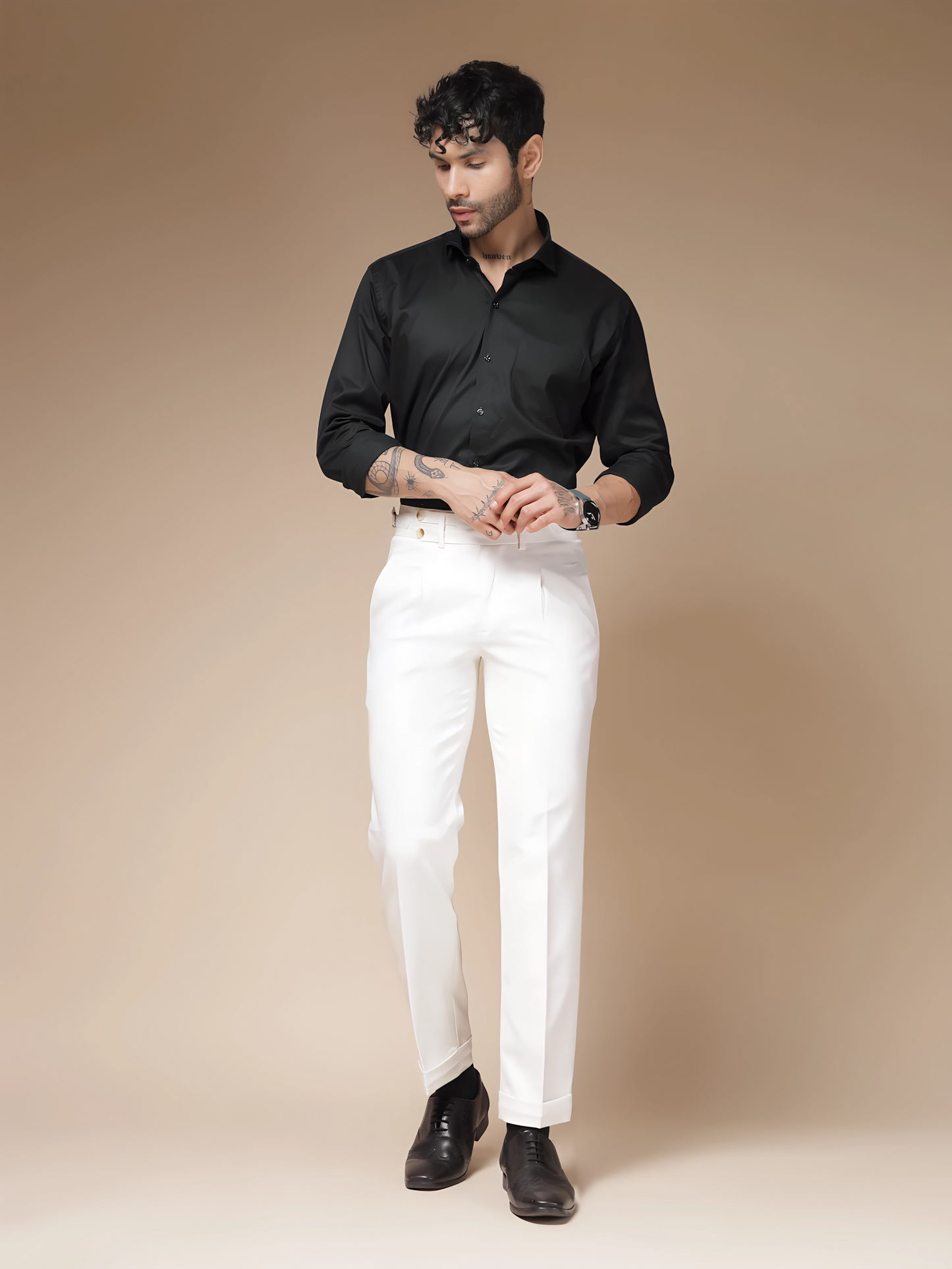 White Double Buttoned Gurkha Pants by ITALIAN VEGA®