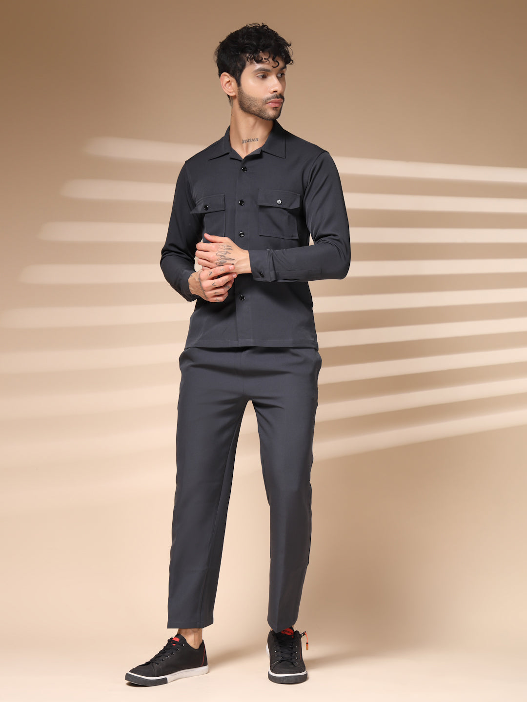 Elephant Grey Men's Buttoned Co-ord Set by Italian Vega®