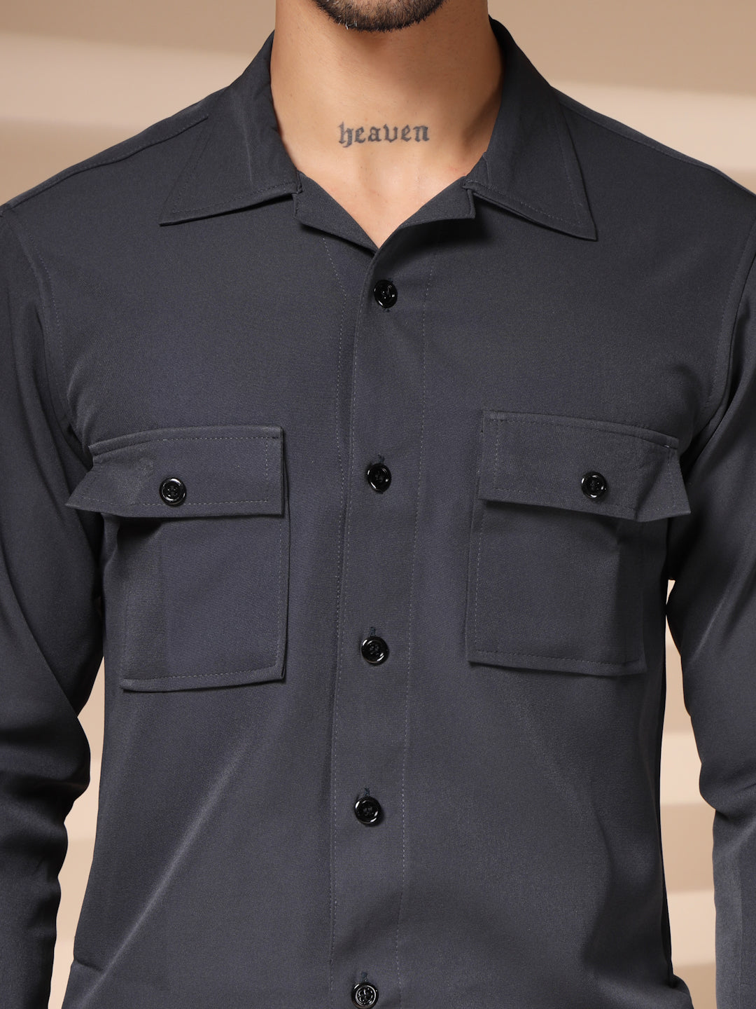 Elephant Grey Men's Buttoned Co-ord Set by Italian Vega®