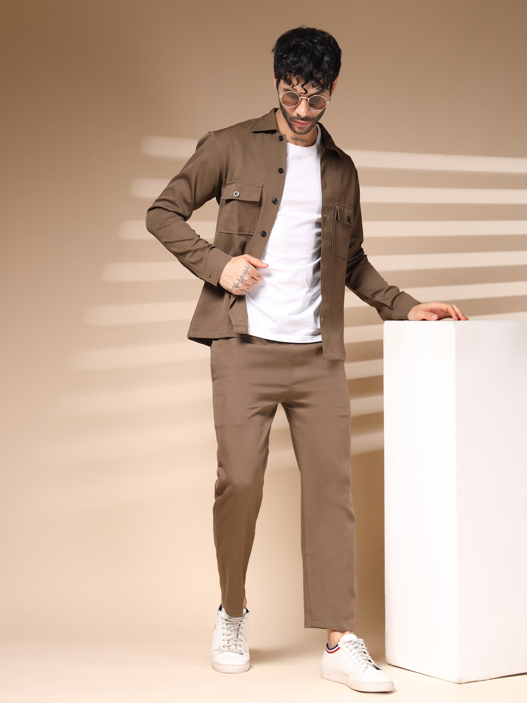 Camel Men's Buttoned Co-ord Set by Italian Vega®