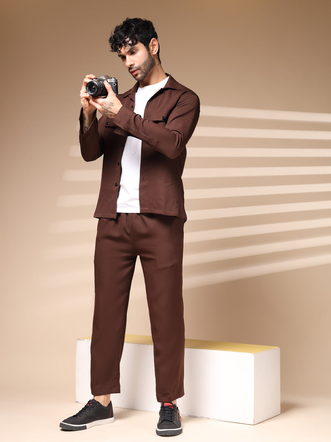 Hickory Brown Men's Buttoned Co-ord Set by Italian Vega®