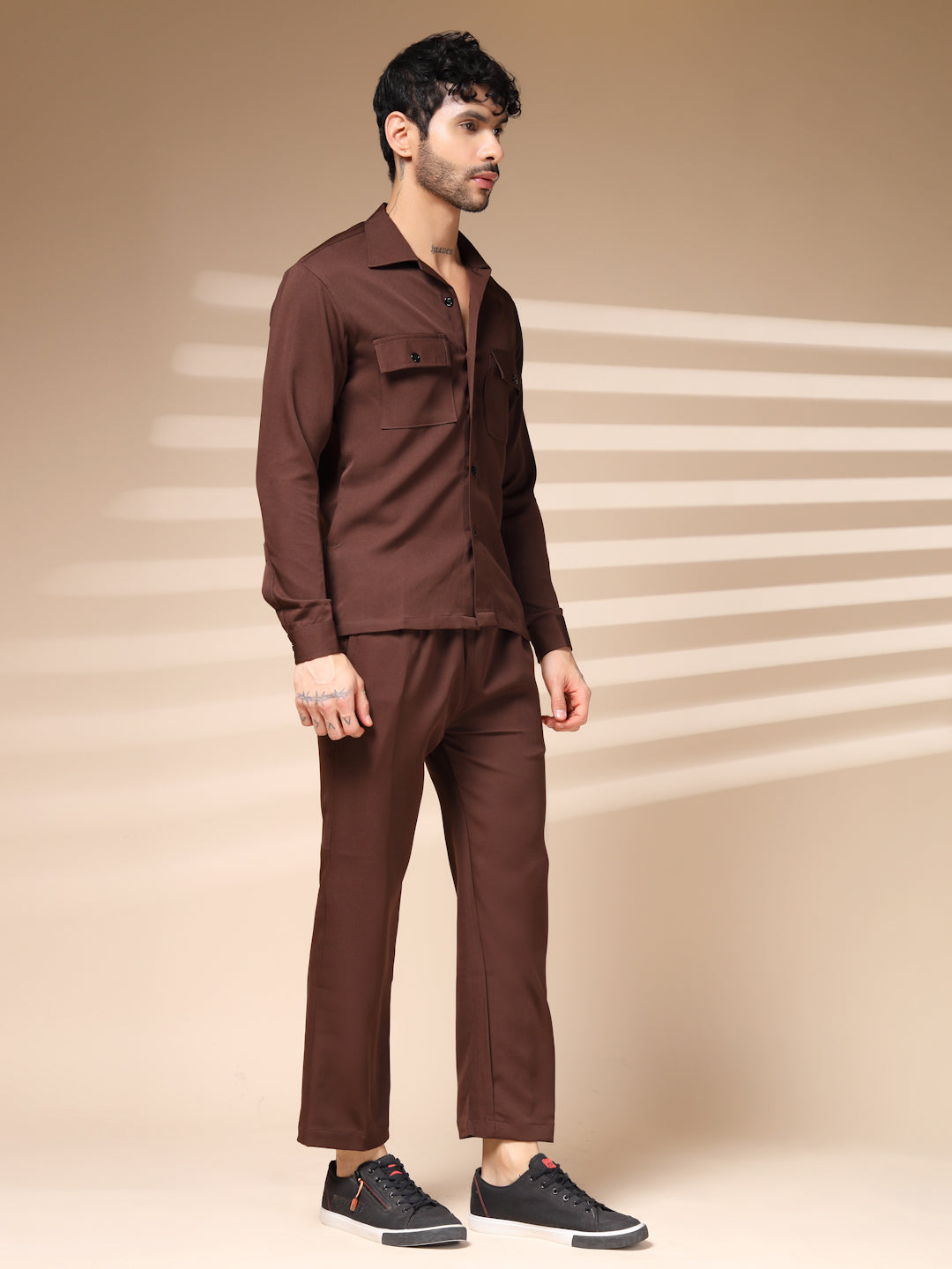 Hickory Brown Men's Buttoned Co-ord Set by Italian Vega®
