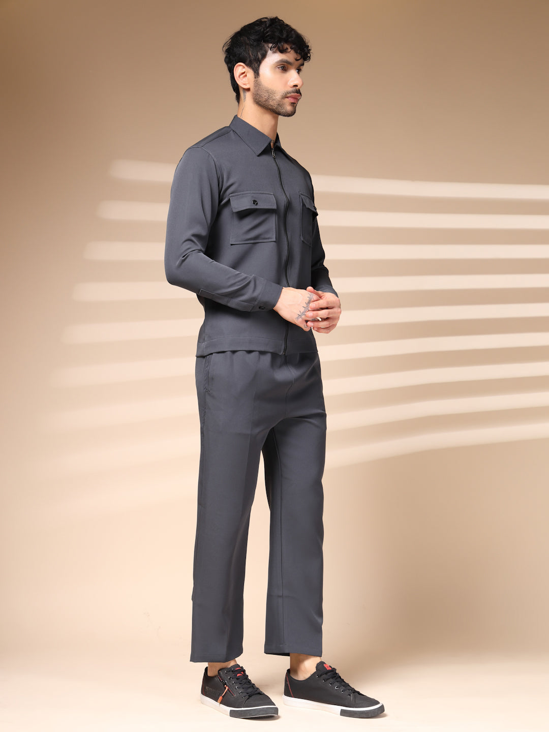 Elephant Grey Men's Zipper Co-ord Set by Italian Vega®
