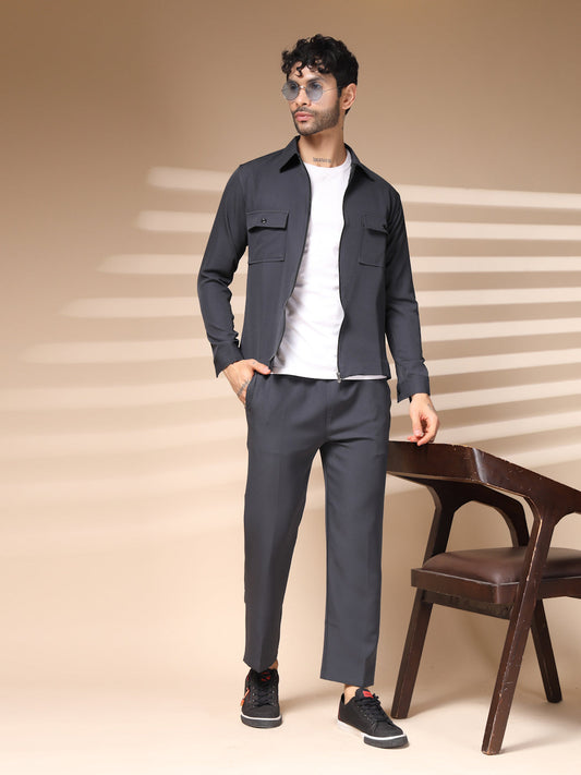 Elephant Grey Men's Zipper Co-ord Set by Italian Vega®