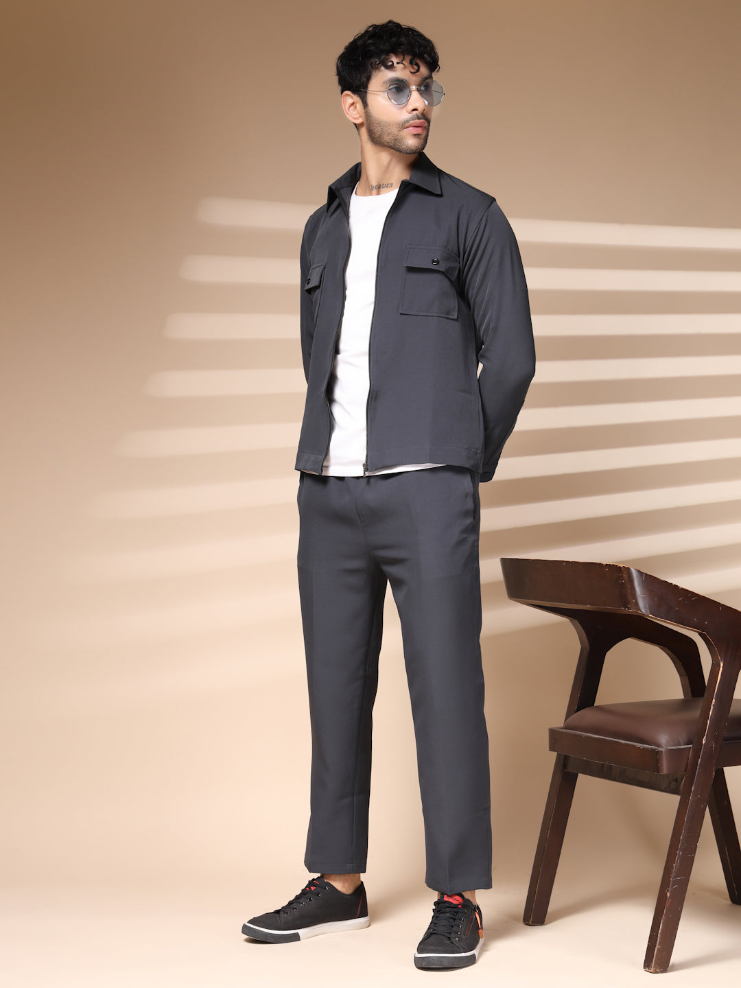 Elephant Grey Men's Zipper Co-ord Set by Italian Vega®