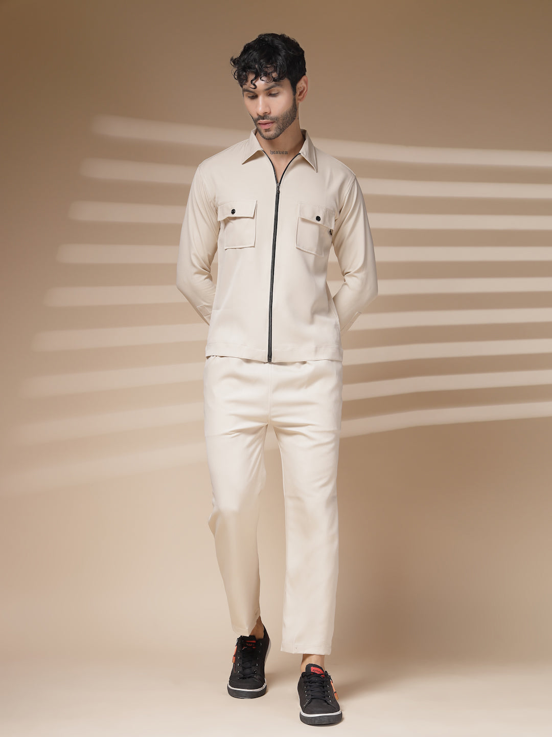 Beige Men's Zipper Co-ord Set by Italian Vega®