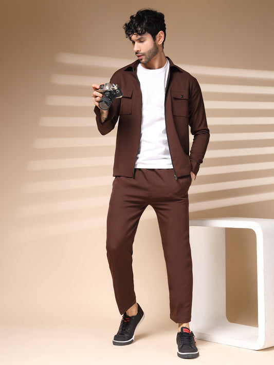 Hickory Brown Men's Zipper Co-ord Set by Italian Vega®