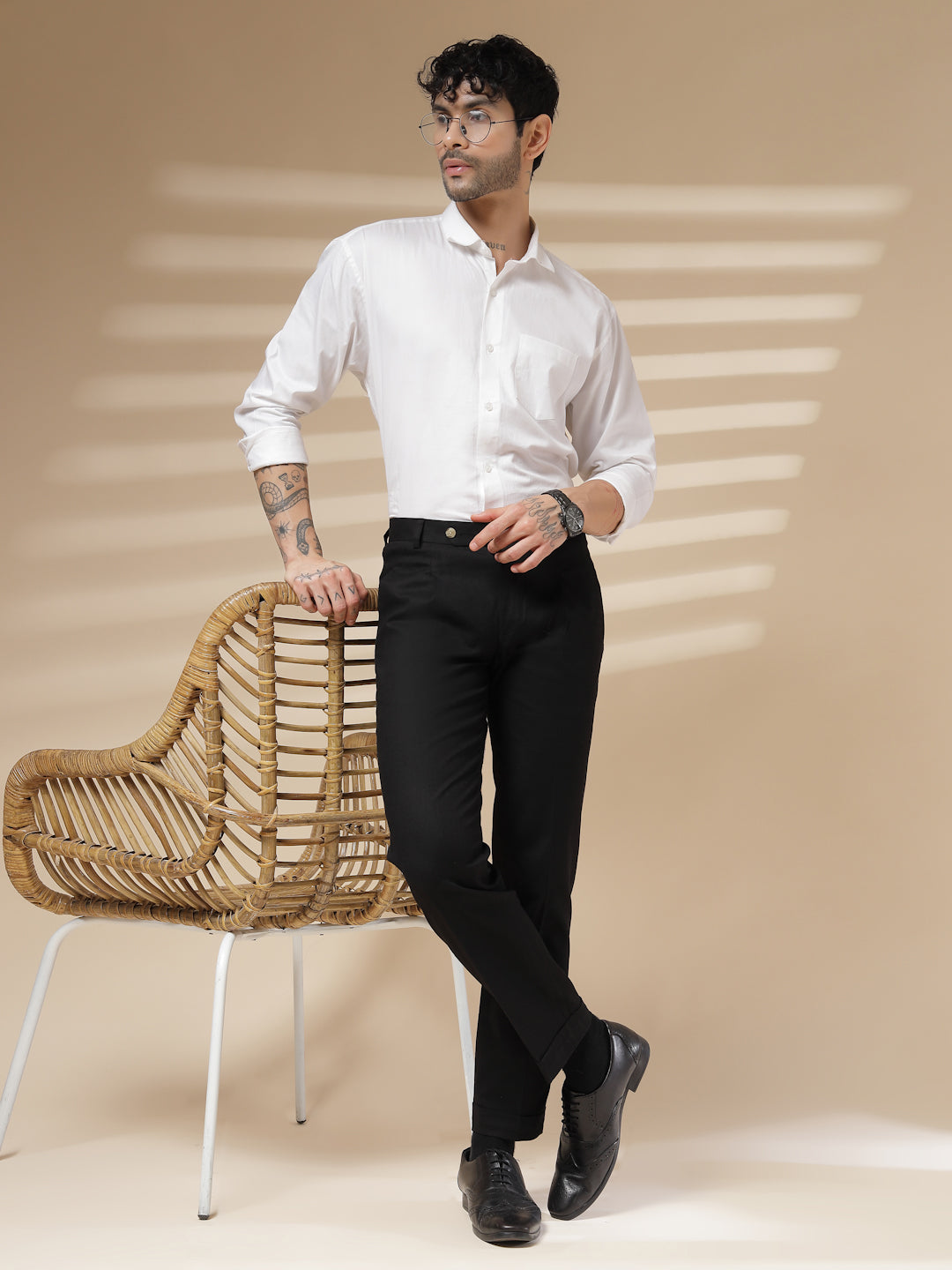 Black Linen Formal Pleated Gurkha Pants | Boot Cut Fit by ITALIAN VEGA®