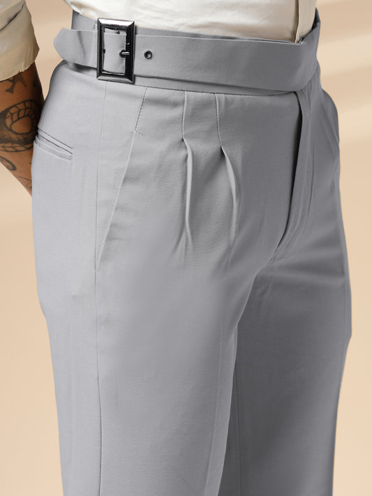 Ash Grey Classic Buckle Gurkha Pants by Italian Vega®