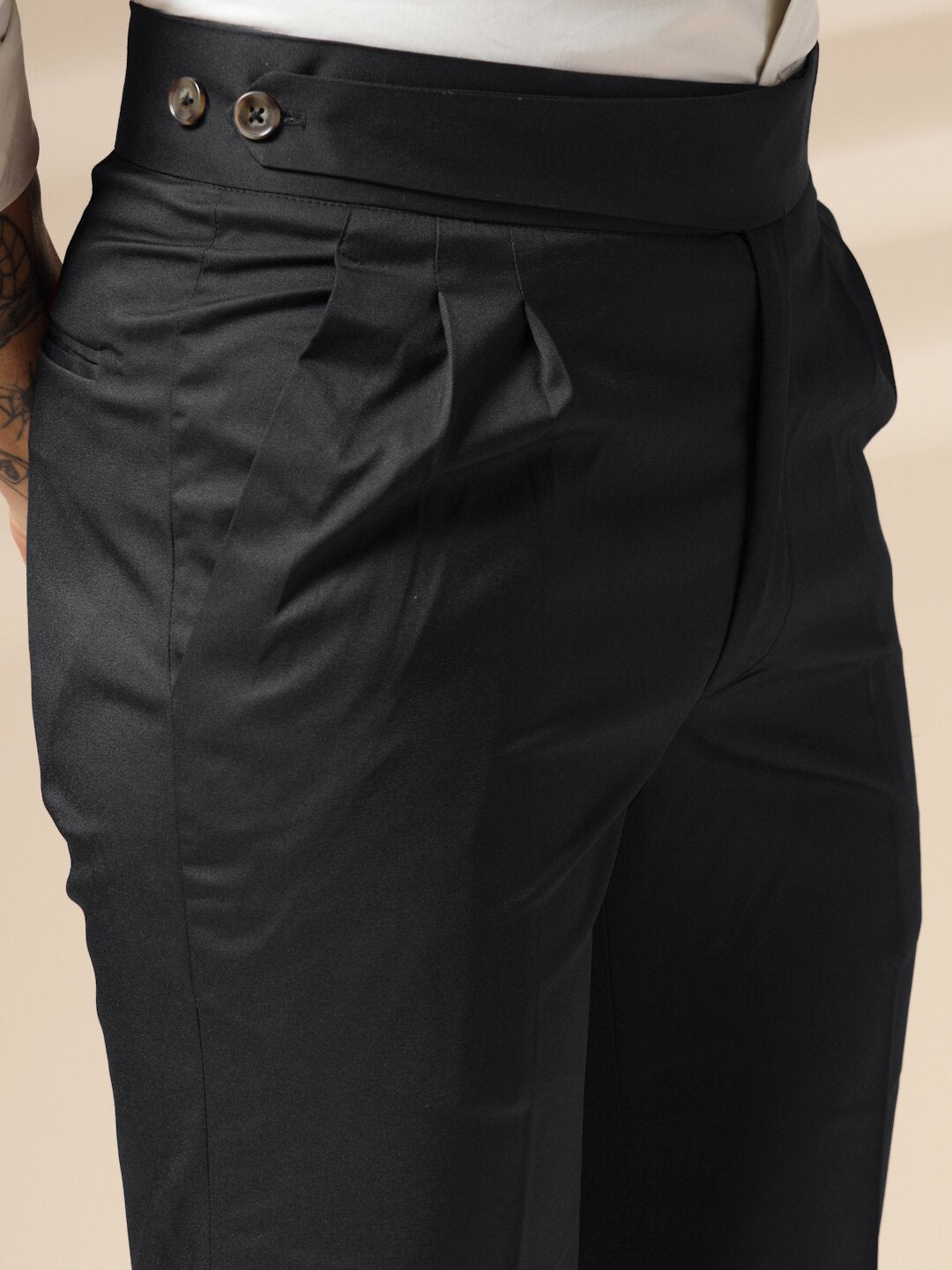 Black Classic Buttoned Gurkha Pants by ITALIAN VEGA®