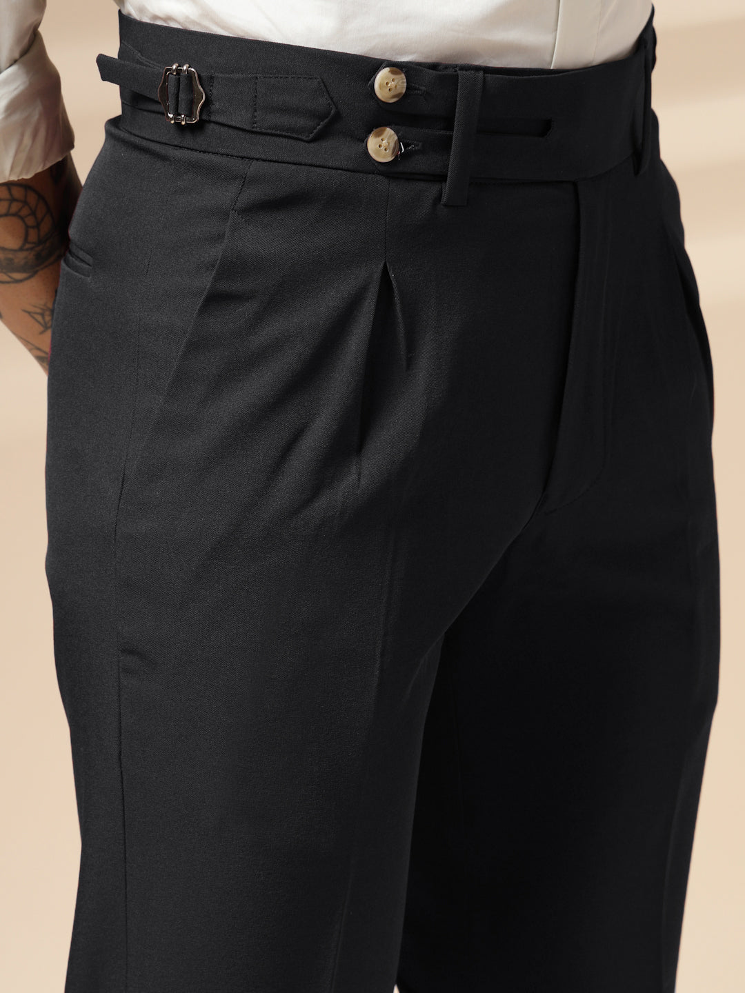 Black Double Buttoned Gurkha Pants by ITALIAN VEGA®
