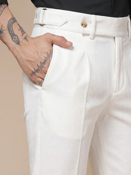 Snow White Corduroy Oxford Gurkha Pants | Boot Cut Fit by ITALIAN VEGA®