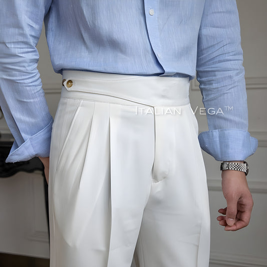 Frost White Classic Buttoned Gurkha Pants by Italian Vega®