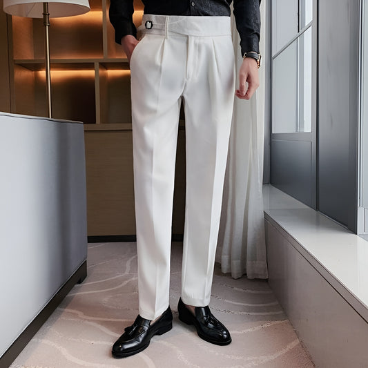 White Single Buckle Gurkha Pants by Italian Vega