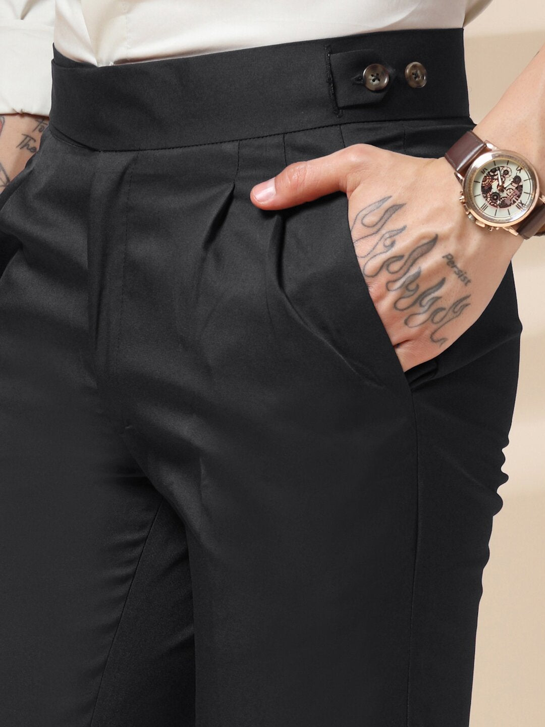 Black Classic Buttoned Gurkha Pants by ITALIAN VEGA®