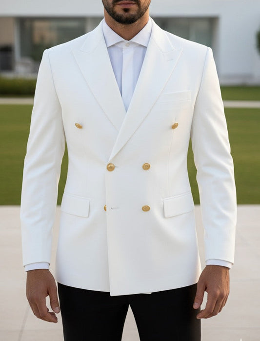 White Double Breasted Blazer by Italian Vega®