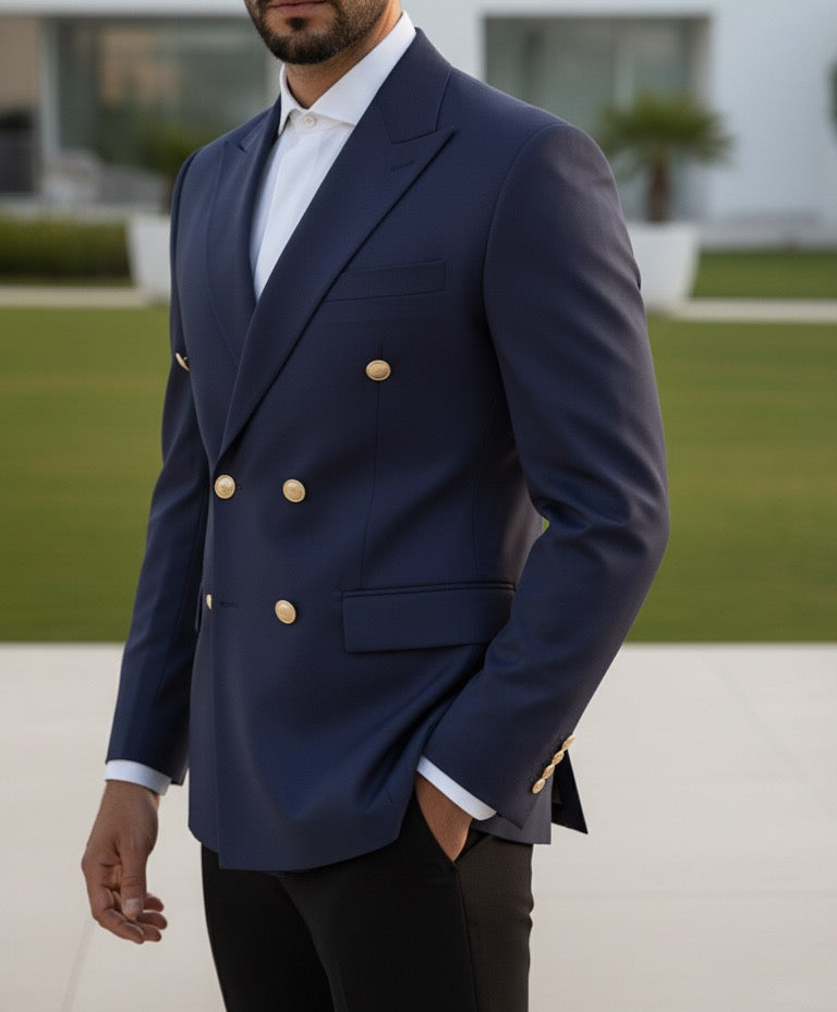 Navy Double Breasted Blazer by Italian Vega®