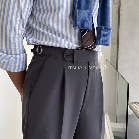 Elephant Grey Italian Elegant Gurkha Trousers by Italian Vega®