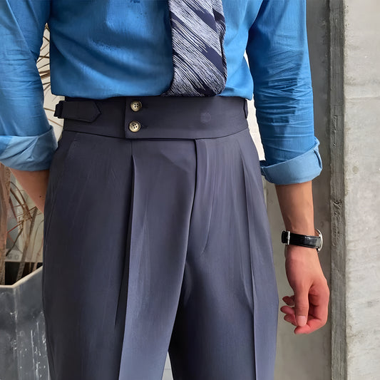 Elephant Grey Signature Buttoned Gurkha Pants