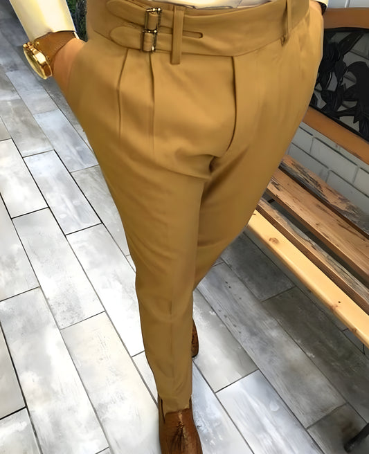 Camel Double Buckle Gurkha Pants