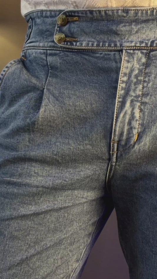 Sky Denim Signature Buttoned Trouser by Italian Vega®